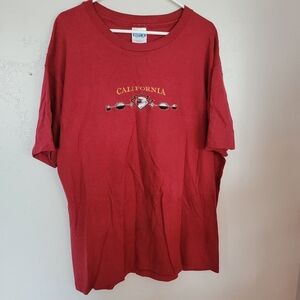 Gildan Beefy-T California Embroidery Maroon Burgundy Short Sleeve T-shirt XL Vtg